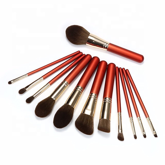 MIRANDA Aluminum Ferrule Makeup Brush Set Rose Gol