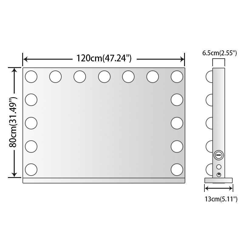 LED  Custom Wholesale  Portable Desktop Cosmetic Smart Table Makeup Mirror with 15 PCS bulbs mirror