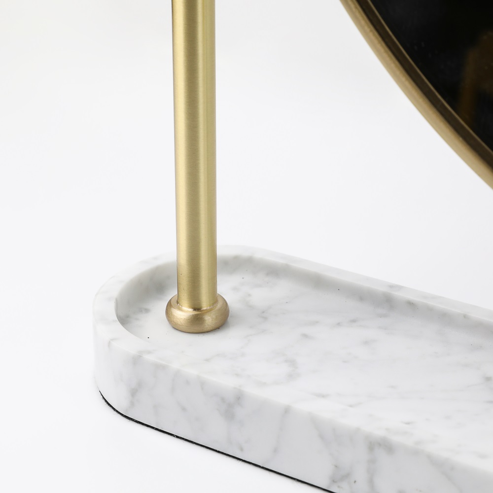 MAXERY Home Decor Marble Base Stand Table Makeup Mirror Natural Cosmetic Mirror Desktop Rotatable Mi