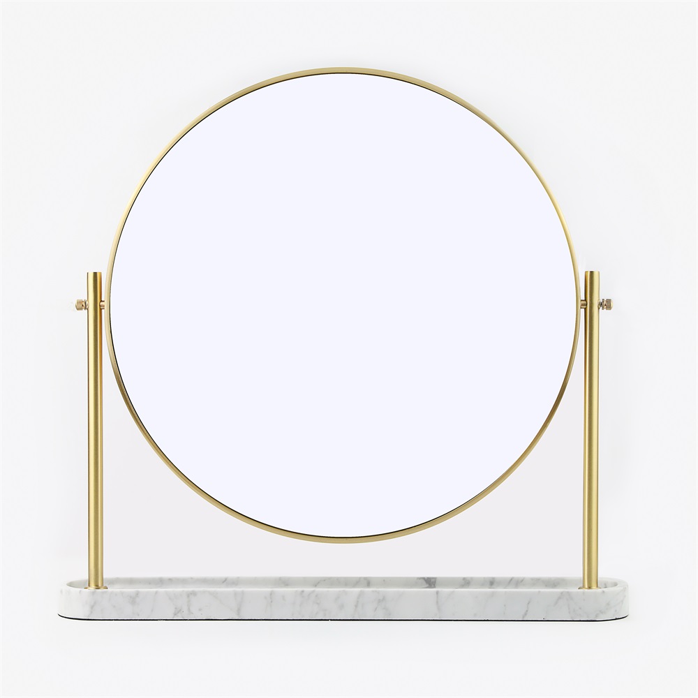 MAXERY Home Decor Marble Base Stand Table Makeup Mirror Natural Cosmetic Mirror Desktop Rotatable Mi