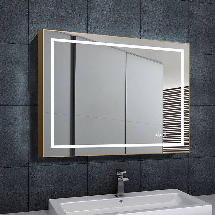 Hair salon mirror Led light  mirror with gold frame lighted vanity makeup mirror cosmetic cheap