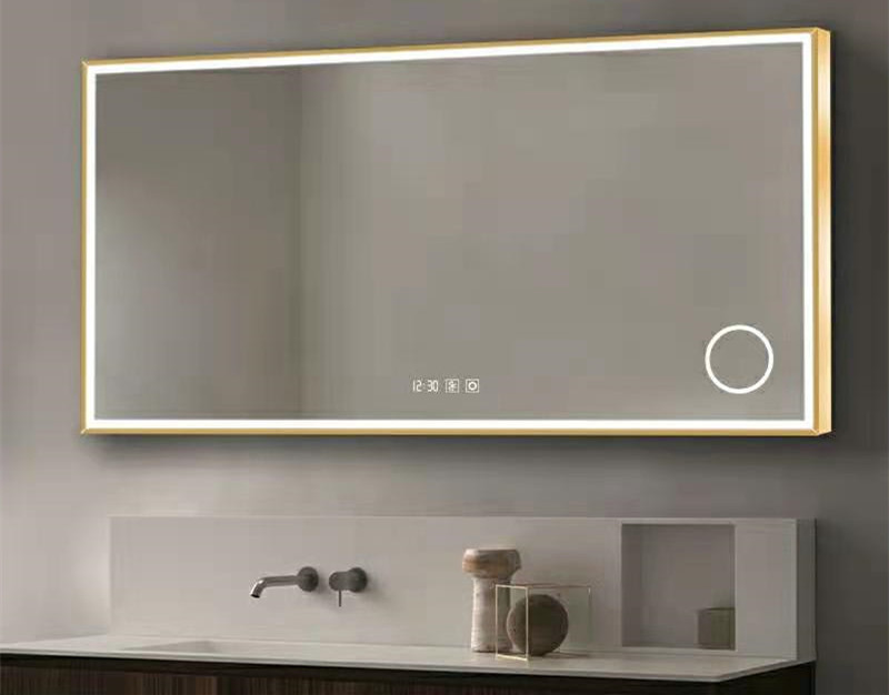 Hair salon mirror Led light  mirror with gold frame lighted vanity makeup mirror cosmetic cheap