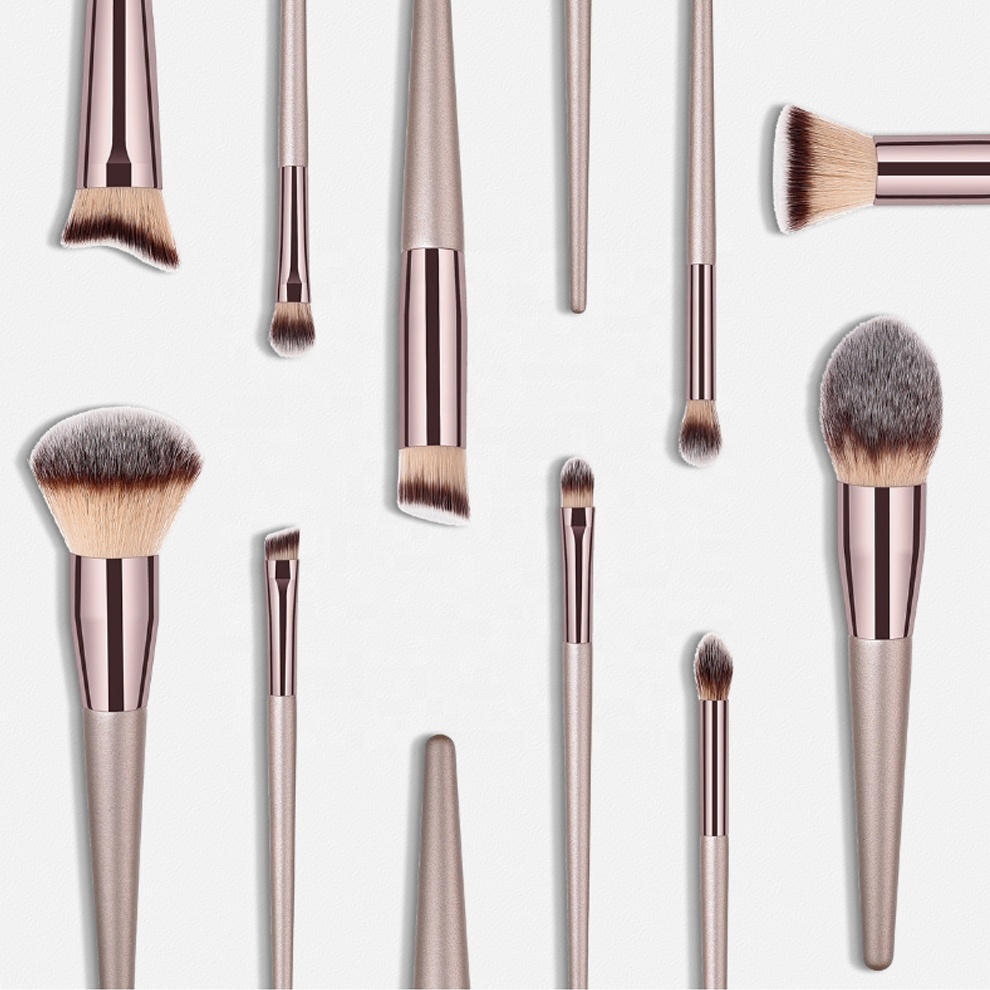 10Pcs Champagne Soft Makeup Brushes Tools Cosmetic