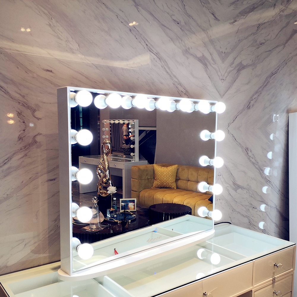 Stock in US!  Docarelife Popular Wooden Frameless Touch Dimmer Bulb Light Vanity Dressing Table Mirr