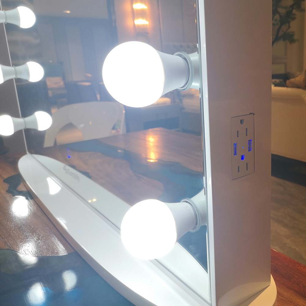 Stock in US!  Docarelife Popular Wooden Frameless Touch Dimmer Bulb Light Vanity Dressing Table Mirr