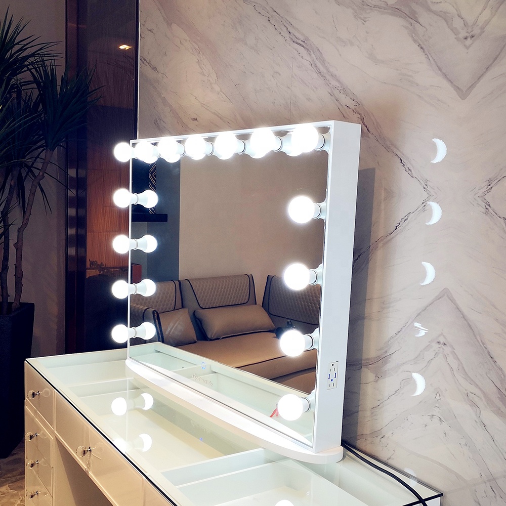 Stock in US!  Docarelife Popular Wooden Frameless Touch Dimmer Bulb Light Vanity Dressing Table Mirr