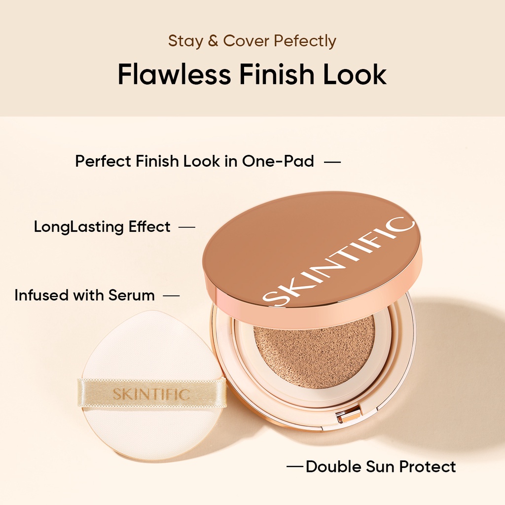 [Ready Stock] SKINTIFIC Cover All Perfect Air Cushion 24H Long-lasting SPF35 PA++++ Foundation Porel