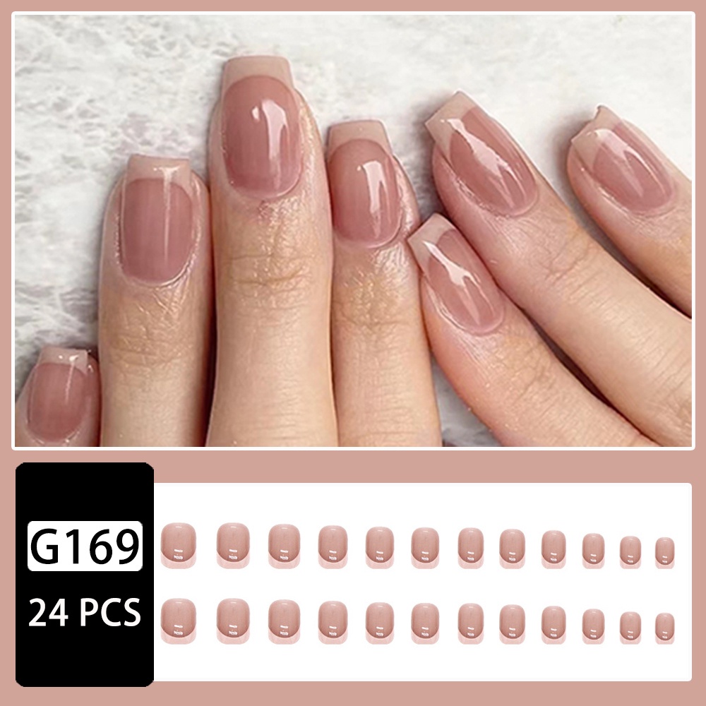 24Pcs Nail Art Patches Pure Powder Through Simple Atmosphere New Nail Art Patches One Second Wearabl