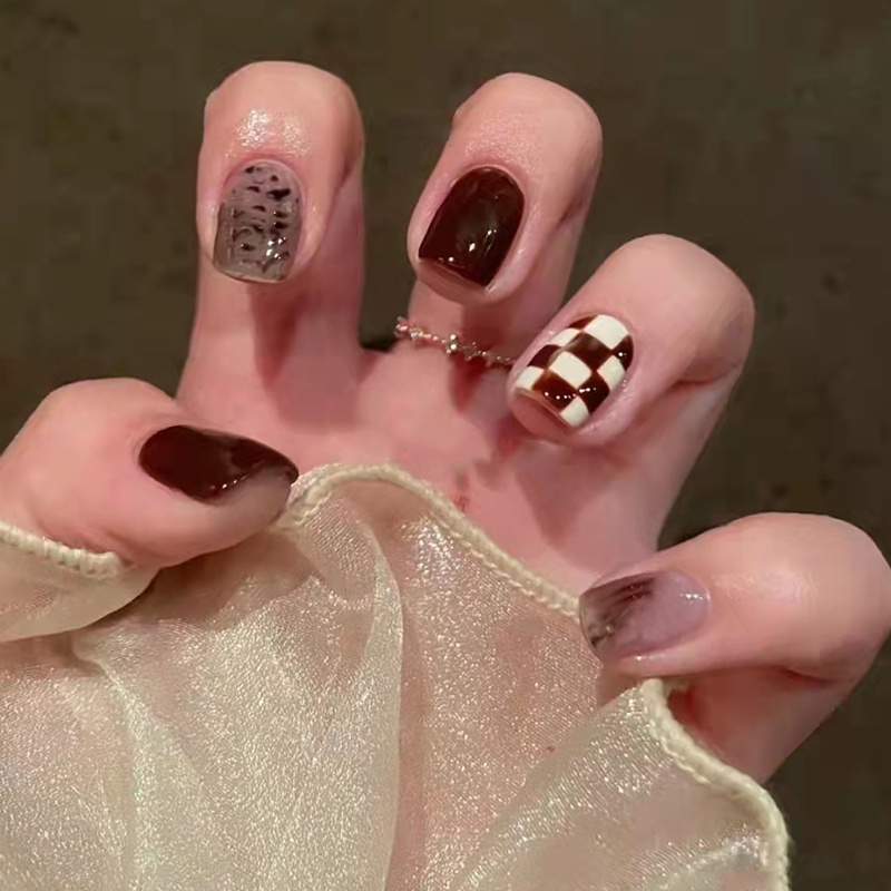 24Pcs/Box 3D Acrylic Nails Fake Nails Set with Glue