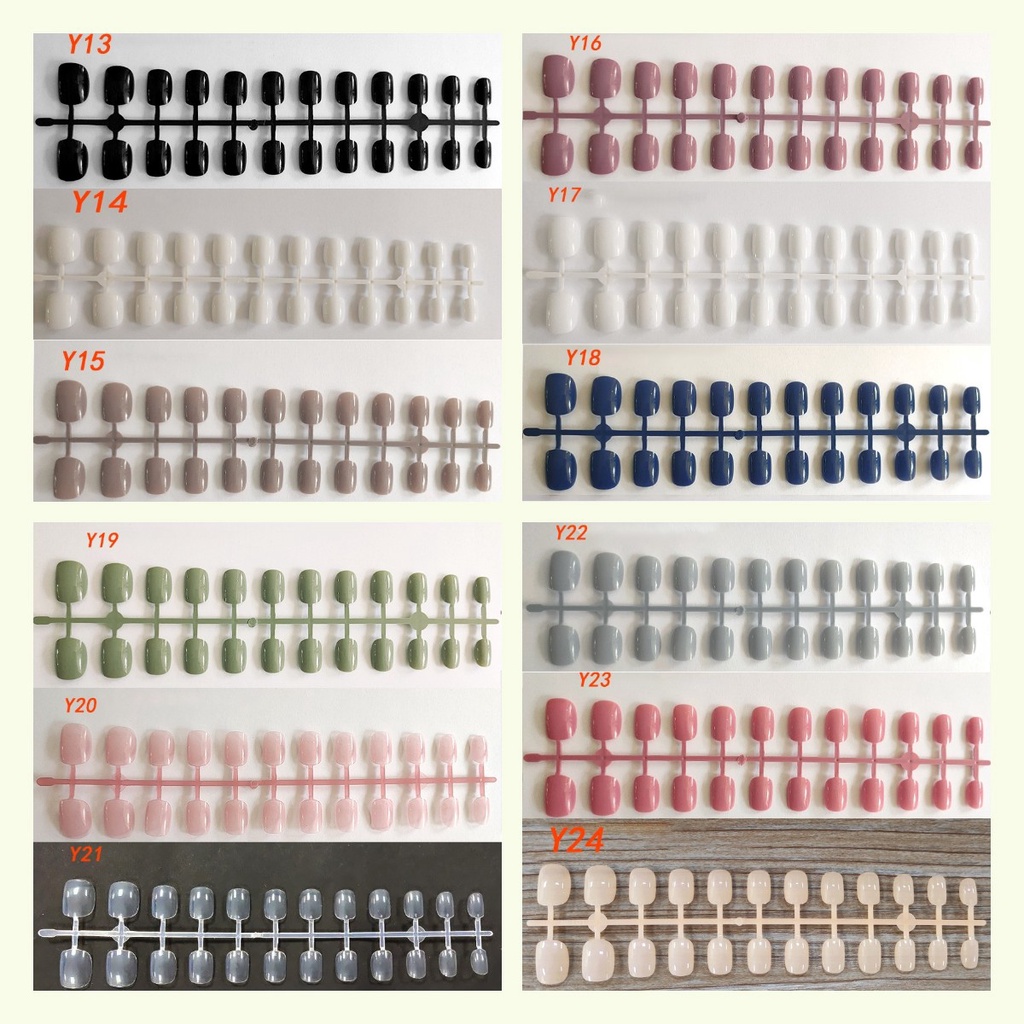 【Ready Stock】Simple Solid Color Fake Nail 24 Pieces of Nail Pieces Fake Nail Art Finished Beauty Car