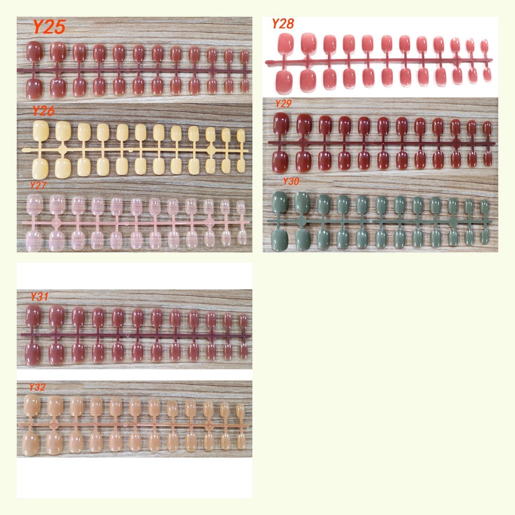【Ready Stock】Simple Solid Color Fake Nail 24 Pieces of Nail Pieces Fake Nail Art Finished Beauty Car