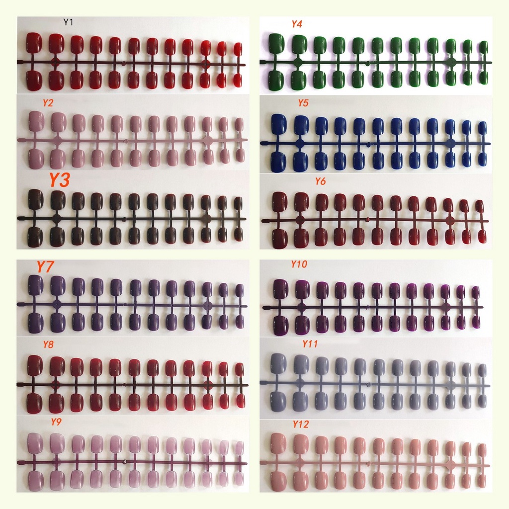 【Ready Stock】Simple Solid Color Fake Nail 24 Pieces of Nail Pieces Fake Nail Art Finished Beauty Car