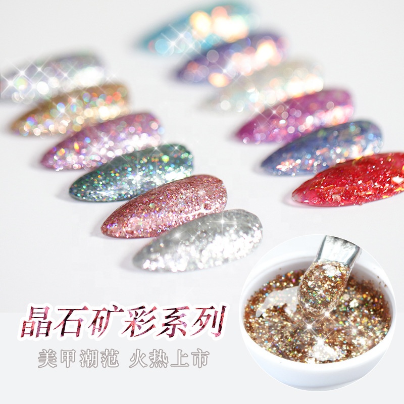 Glitter Platinum Nail Gel Polish UV LED Soak Off B