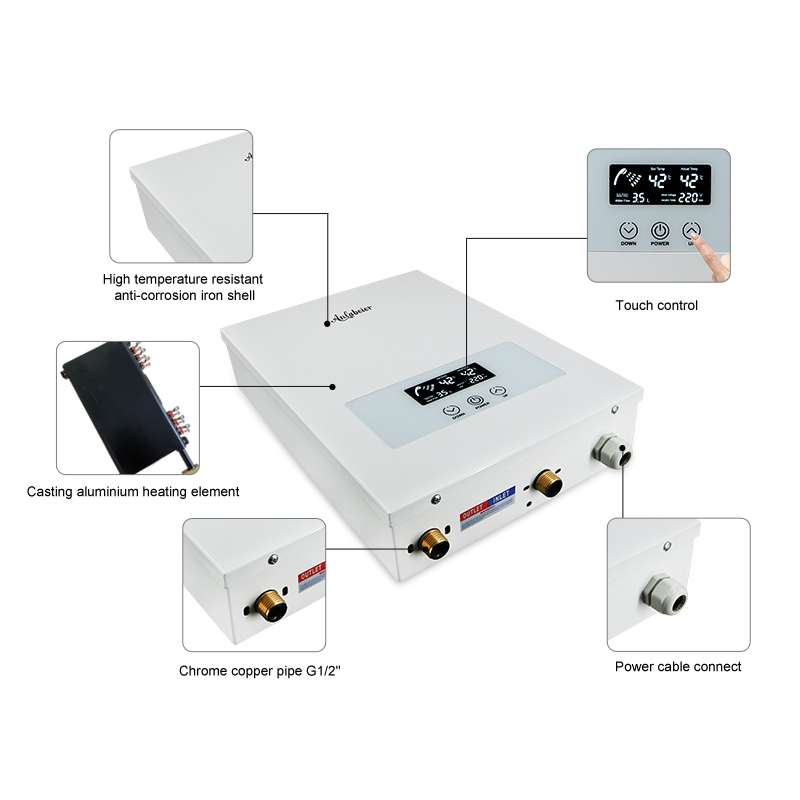 Iron metal case smart home appliance whole house central heating 220V 12kw mini water heater portabl