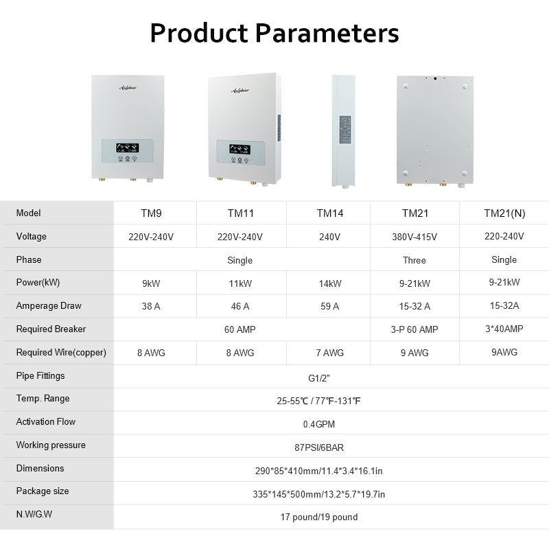 Iron metal case smart home appliance whole house central heating 220V 12kw mini water heater portabl