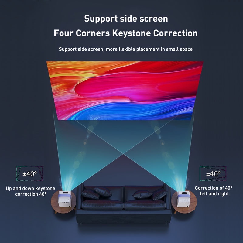 New Smart Projector Mini For Phone Android 9.0 HD 1080P 4K WiFi LED  Protable Wireless Built -in Net