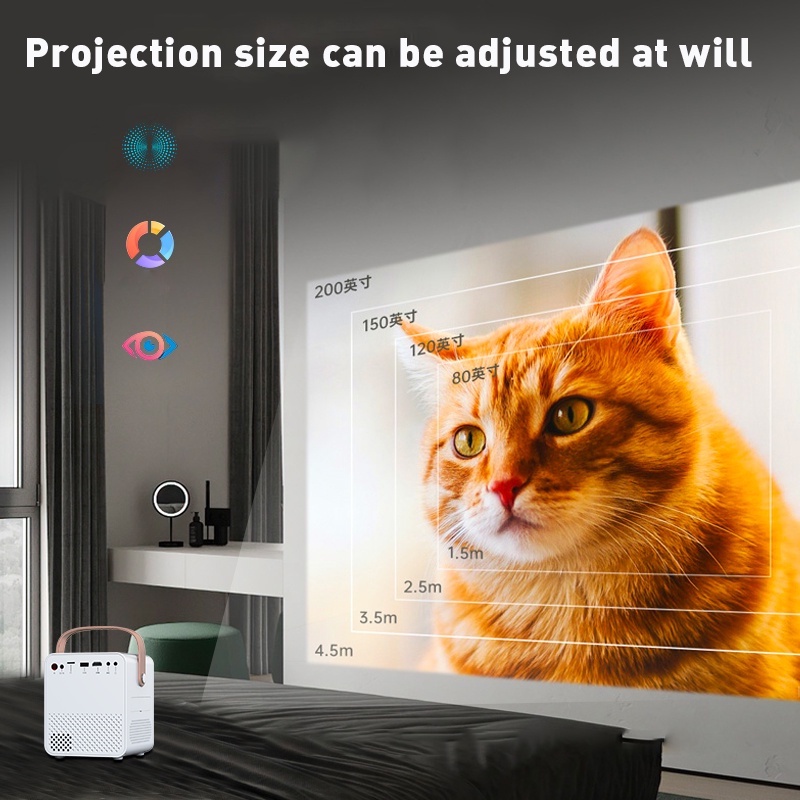 New Smart Projector Mini For Phone Android 9.0 HD 1080P 4K WiFi LED  Protable Wireless Built -in Net