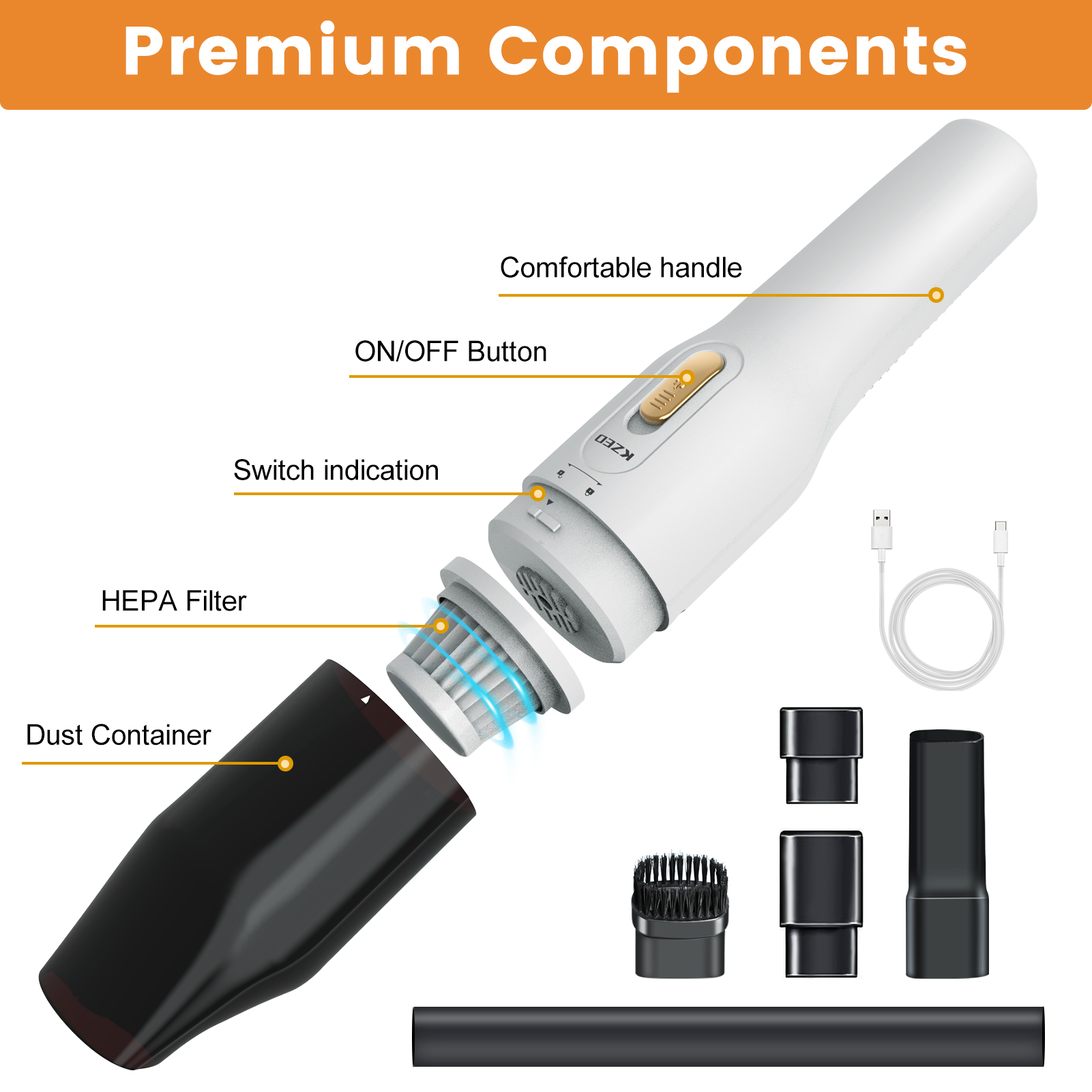7.4V 8500Pa Mini Portable Car Washer Vacuum Cleane