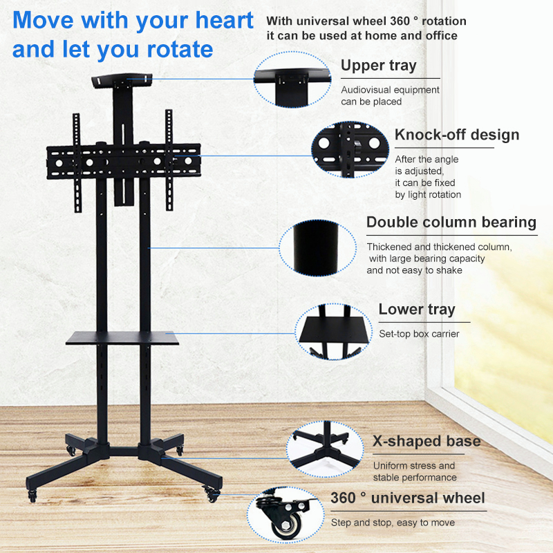 Tv bracket adjustable Bracket Mobile Adjustable Height Cart Trolley  TV Stand Bracket  Tv stand with