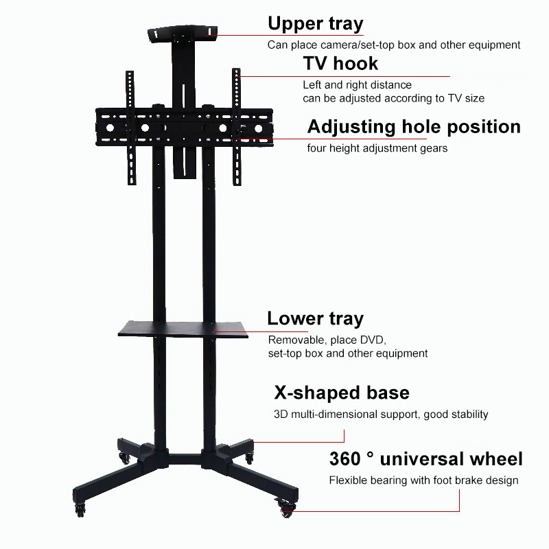 Tv bracket adjustable Bracket Mobile Adjustable Height Cart Trolley  TV Stand Bracket  Tv stand with