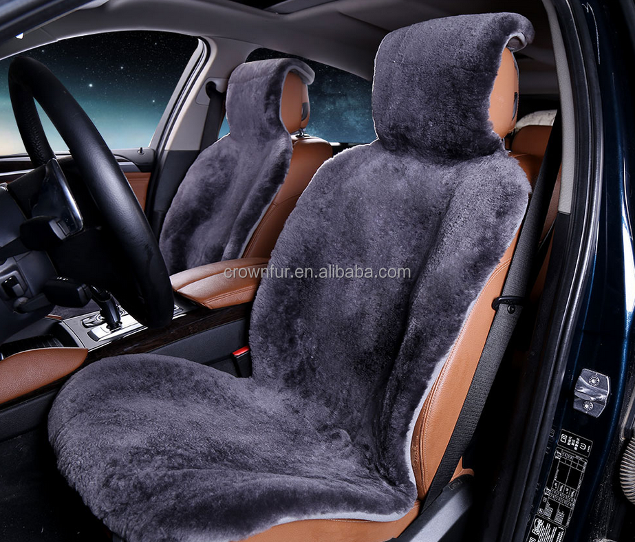 Soft fluffy Women Pink Sheepskin Car Seat Automoti