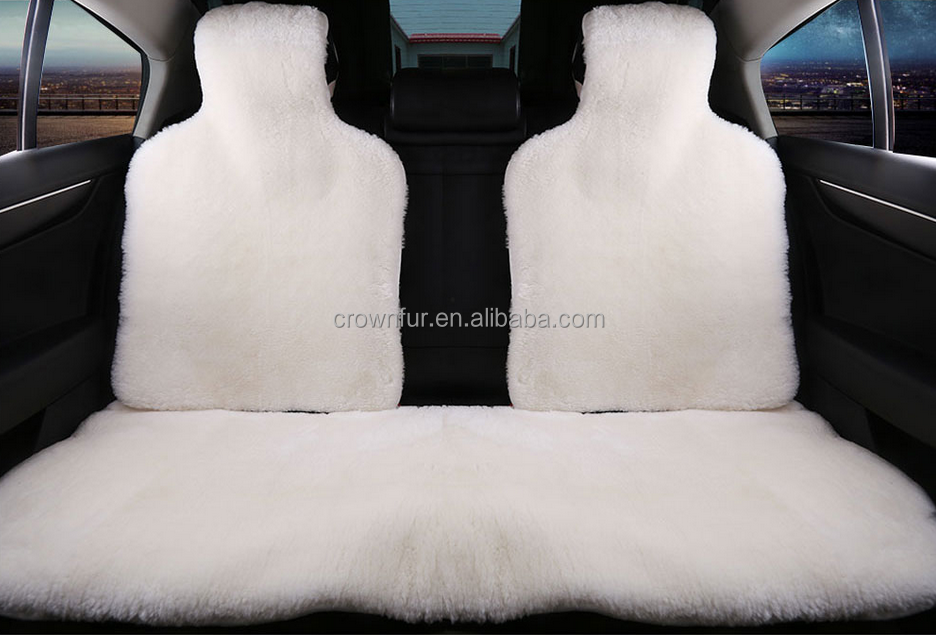 Soft fluffy Women Pink Sheepskin Car Seat Automoti