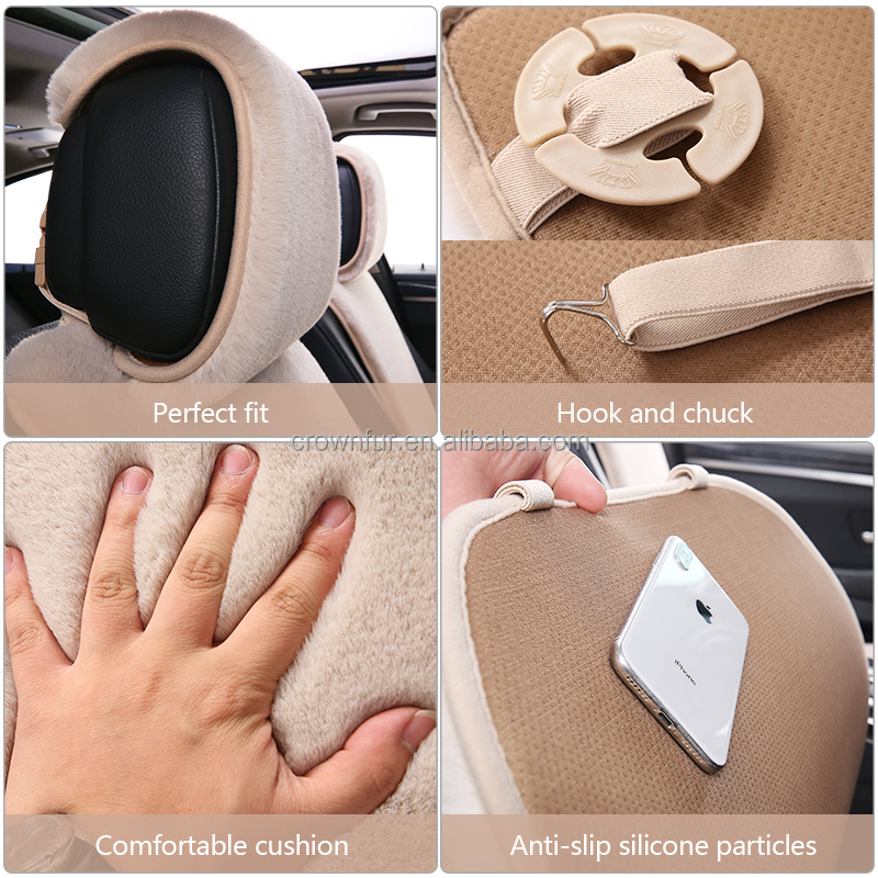 Soft fluffy Women Pink Sheepskin Car Seat Automoti