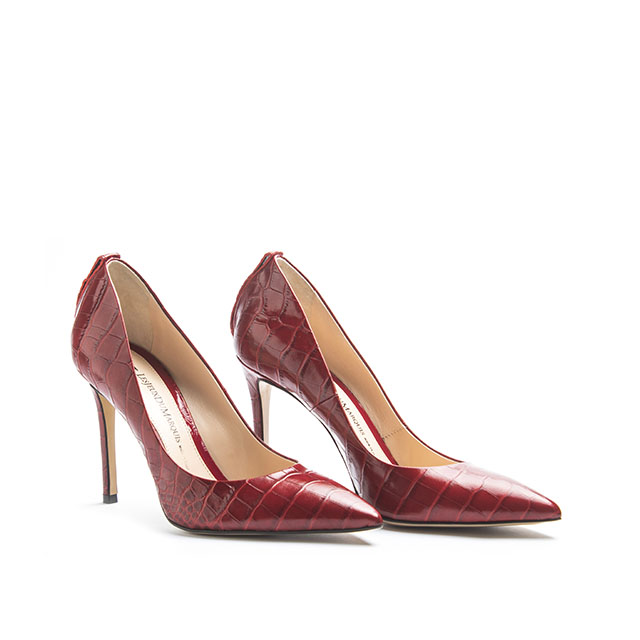 Handmade in Italy stiletto heel embossed crocodile