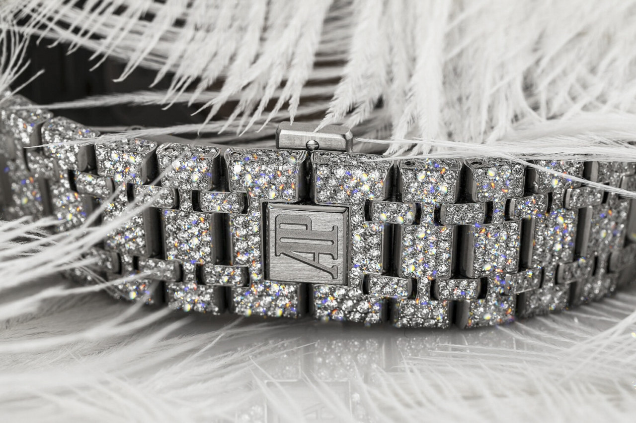 Automatic Iced Out 14k White Gold Over AP Wrist Wa