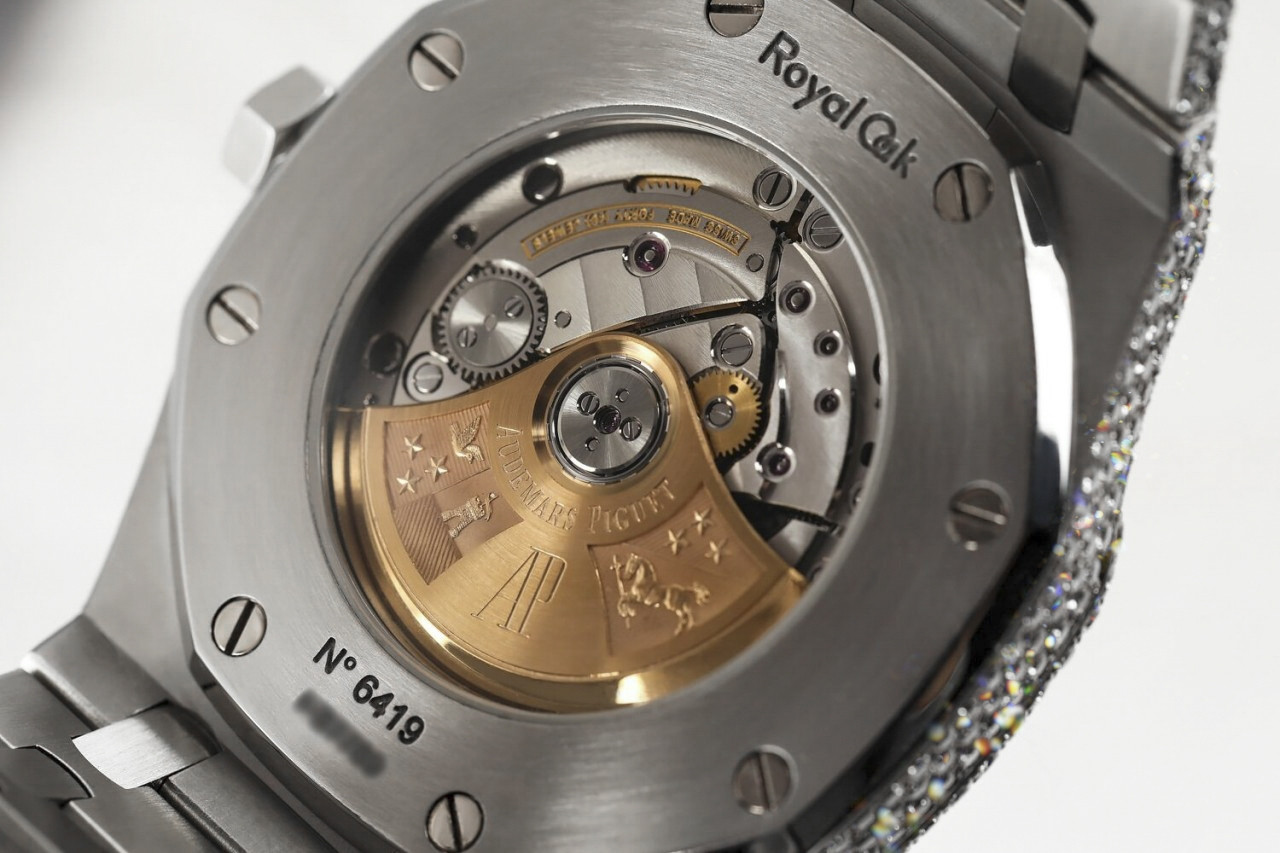 Automatic Iced Out 14k White Gold Over AP Wrist Wa