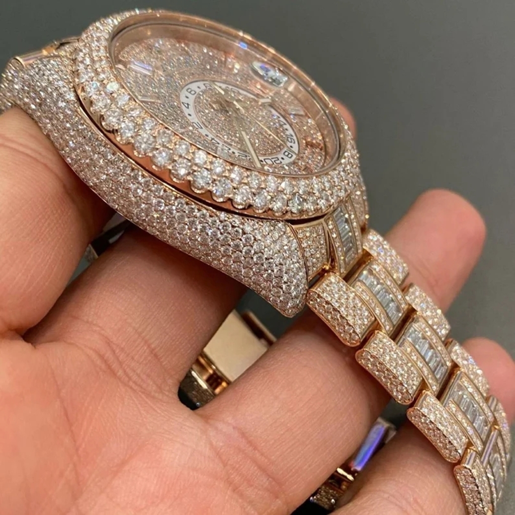 Hip Hop Iced Out VVS Moissanite Diamond Watch Stainless Steel  Custom Logo Mechanical Watch For Men