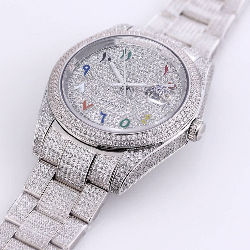 Light Jewelry High Quality Fashion Gold Plated Wrist Luxury Mens Diamond Iced Out Custom Logo Quartz