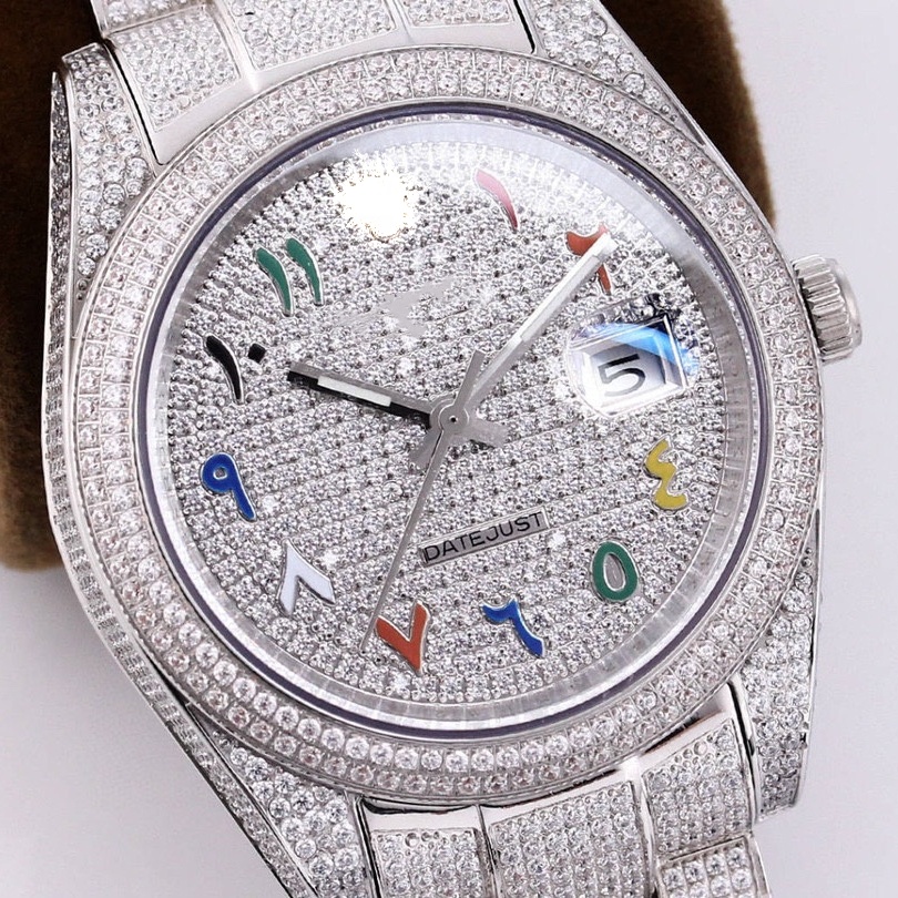 Light Jewelry High Quality Fashion Gold Plated Wrist Luxury Mens Diamond Iced Out Custom Logo Quartz