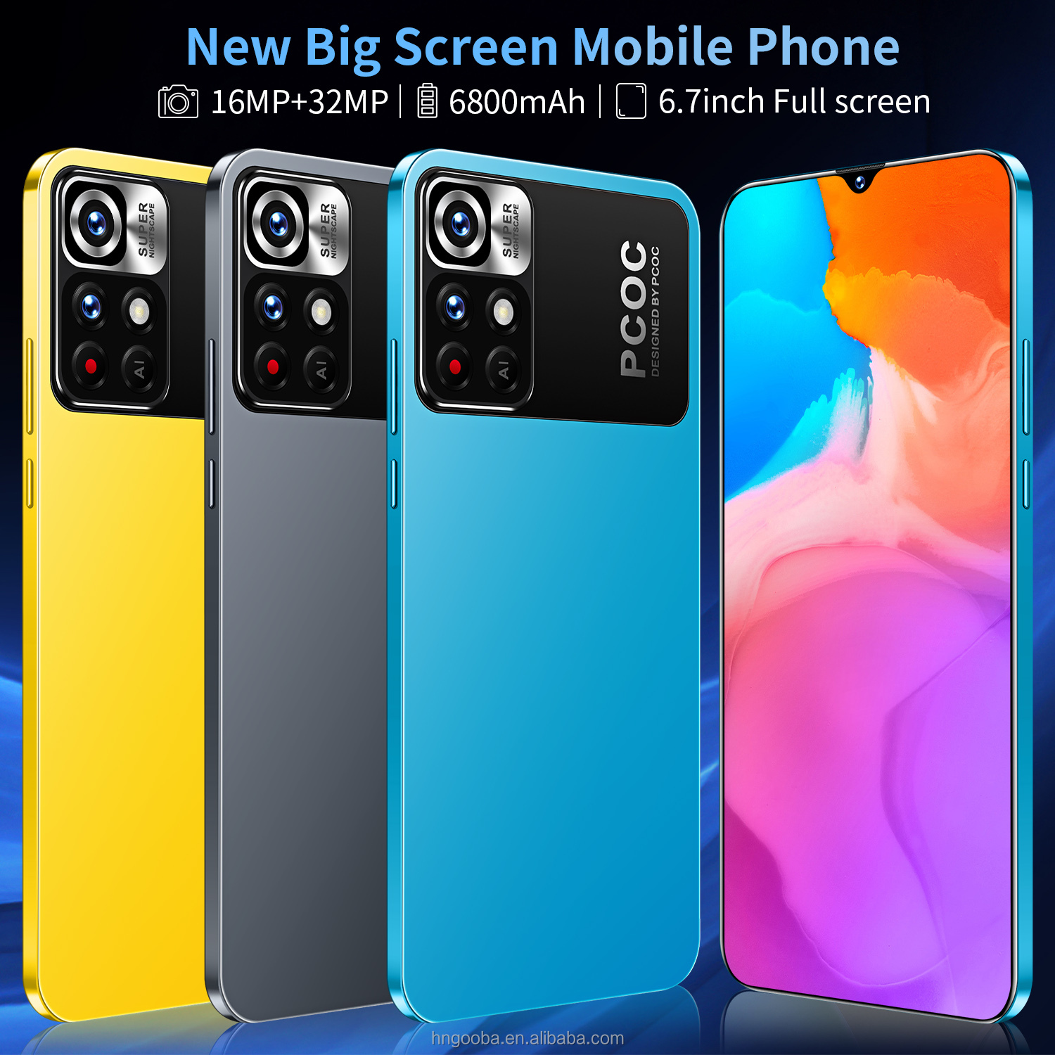 2022 New Dual Sim Card M 4 Pro Big screen Mobile Phones 6.7 inch Full display 8 GB +256 GB Android 1