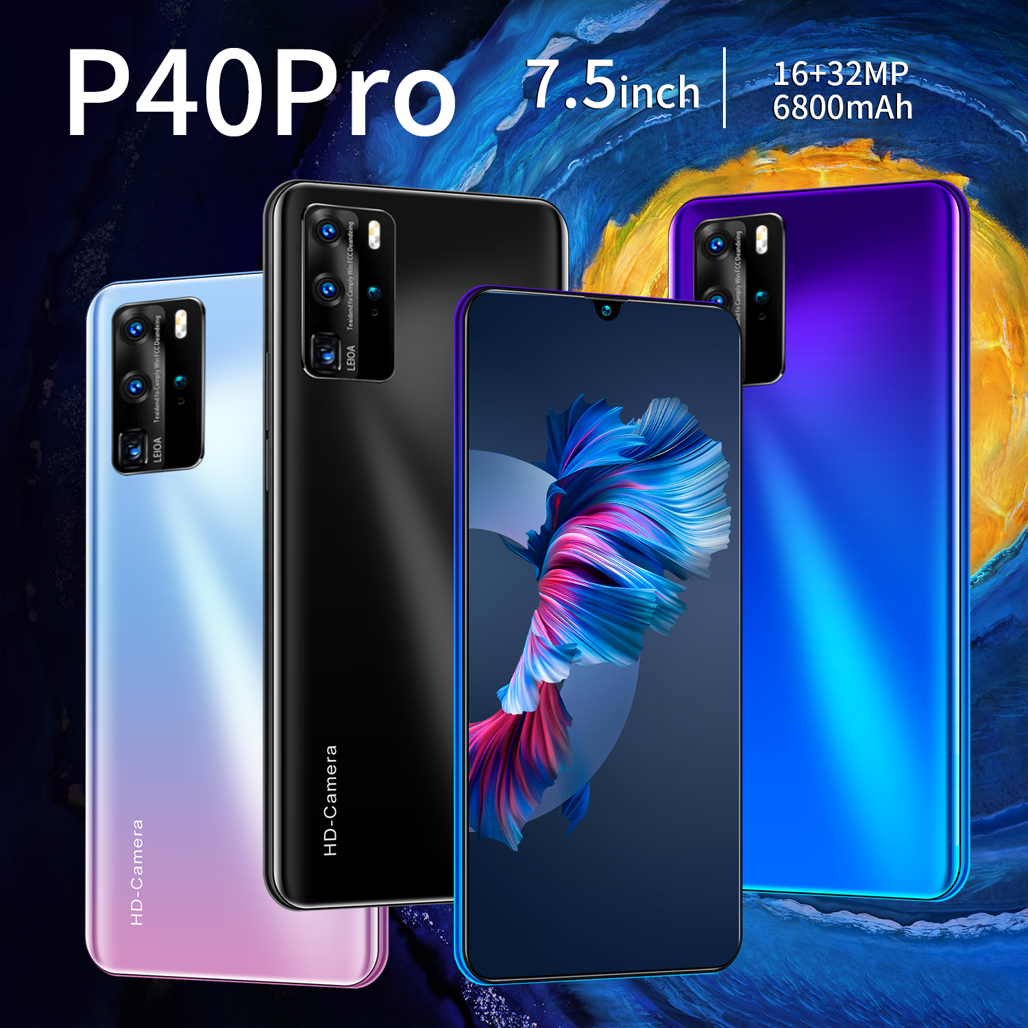 one plus 9 P40 Pro Android Phone Mobile 12GB+512GB with 7.5 inch screen mobile phone Unlocked smartp