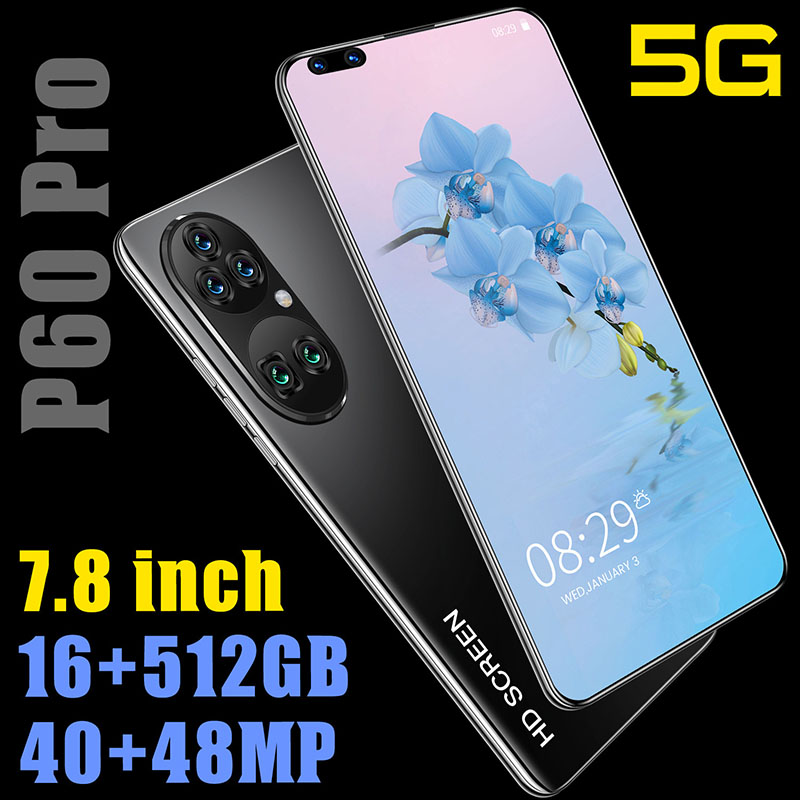 New cross-border spot P60pro perforated large screen 7.8 inch Android smartphone Smart Mobile Phone