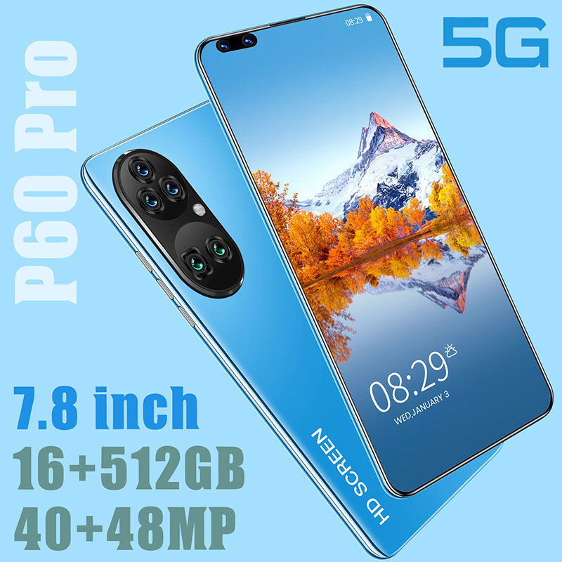 New cross-border spot P60pro perforated large screen 7.8 inch Android smartphone Smart Mobile Phone
