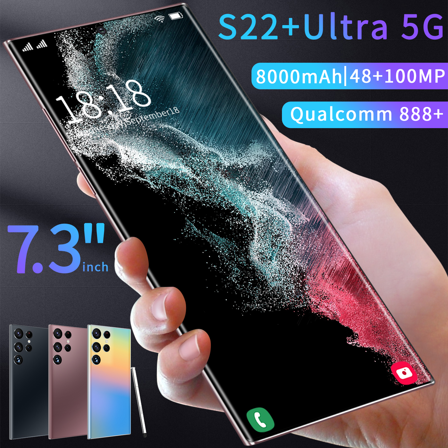 100% original 7.3 inch Screen Android phone  16GB+512GB camera phones mobile