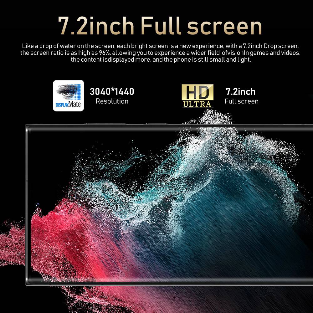 S22 ULTRA 16GB+512GB 7.2 inch 5600mAh Android 10.0 Unlocked Cell Phone Low Price Smart Mobile Phones