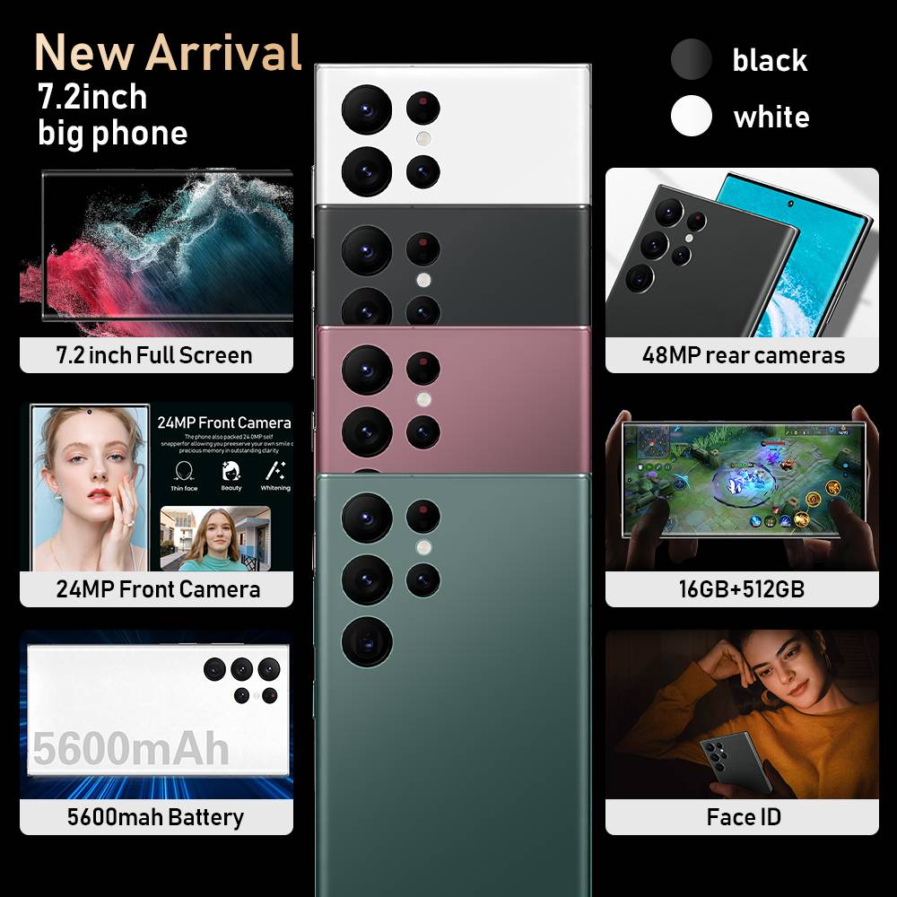 S22 ULTRA 16GB+512GB 7.2 inch 5600mAh Android 10.0 Unlocked Cell Phone Low Price Smart Mobile Phones