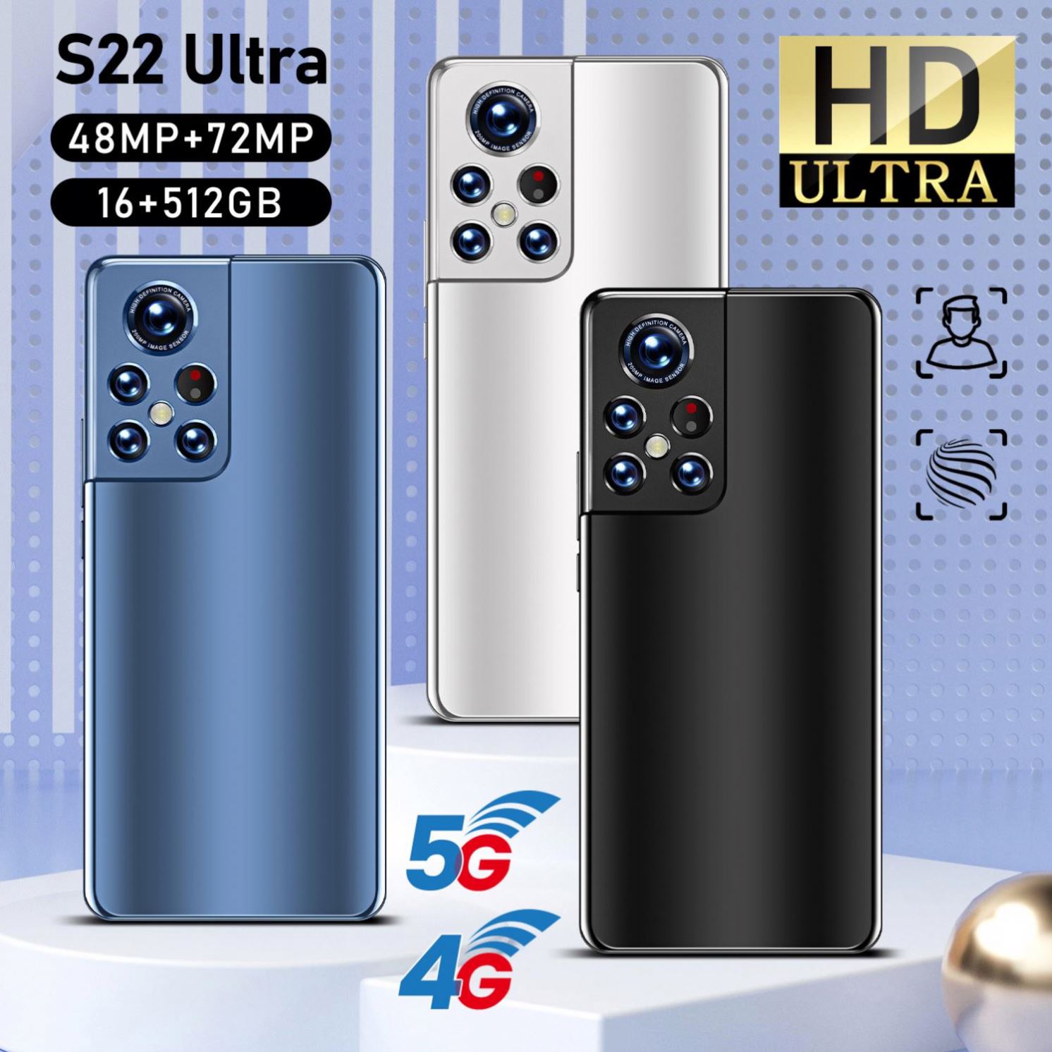 2022 New s22 ultra phone Hand Phone Smartphone 16GB+512GB Android cellphones Original Unlocked  Mobi