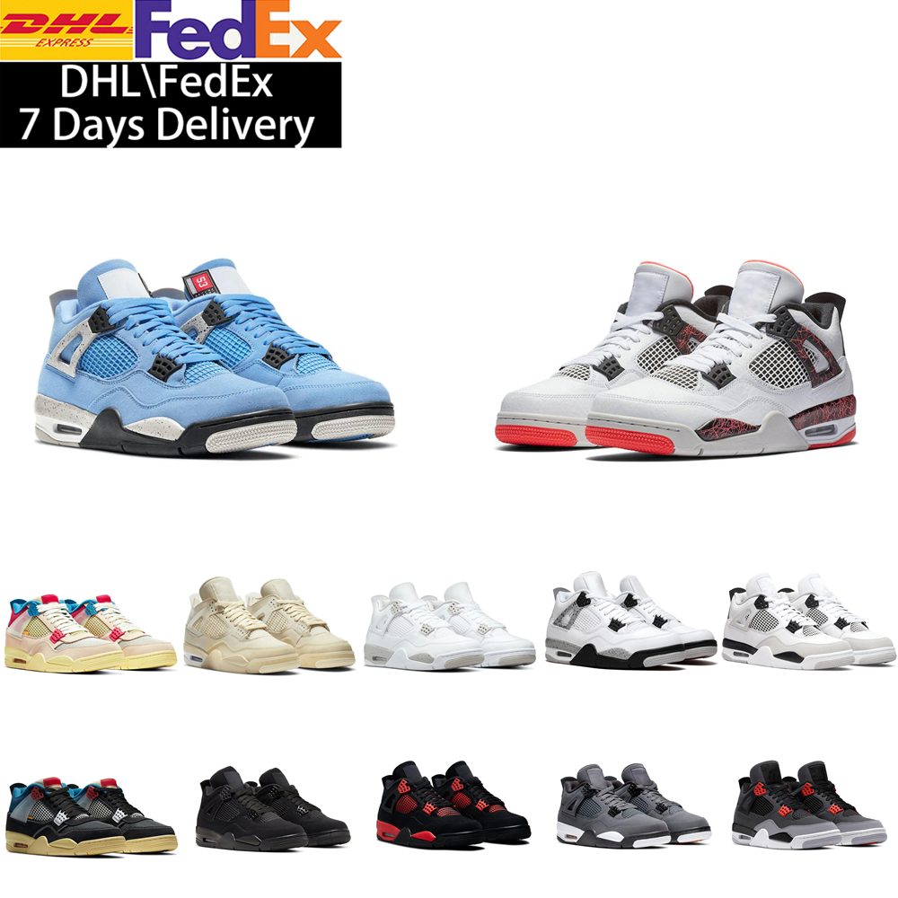 With Box 4s Black Basketball Shoes Men Women University Blue Black Cat Outdoor Sport Trainer sneaker