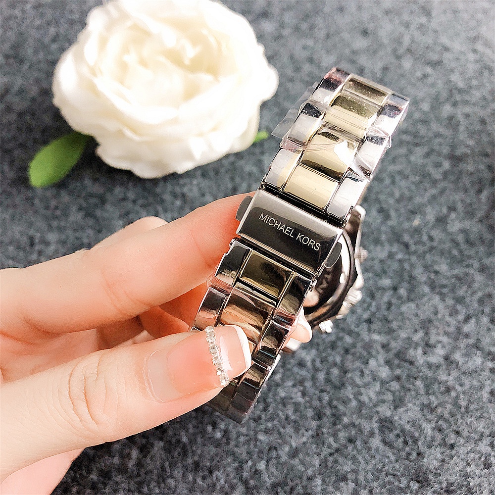 MK Women Watch Stainless Steel Casual Three Dial Watch For Women Jam Tangan Wanita