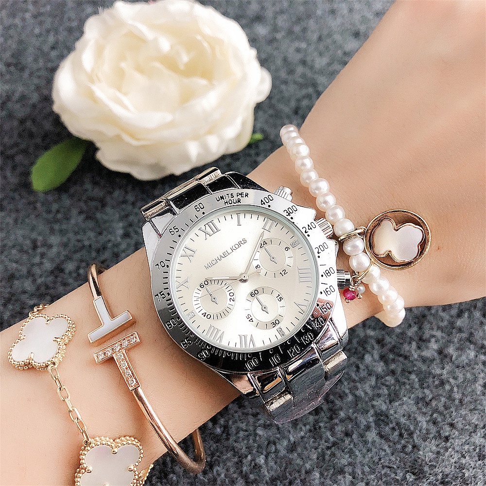 MK Women Watch Stainless Steel Casual Three Dial Watch For Women Jam Tangan Wanita