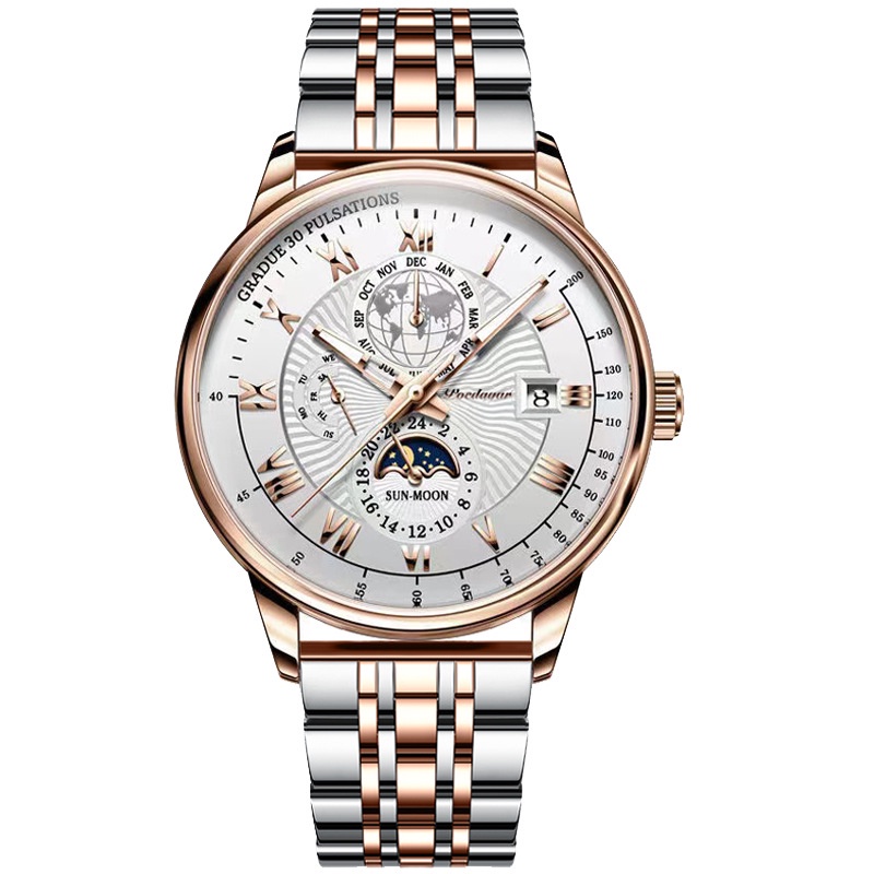 POEDAGAR Men's Waterproof Luminous Calendar Watch Ultra-thin Quartz Watch