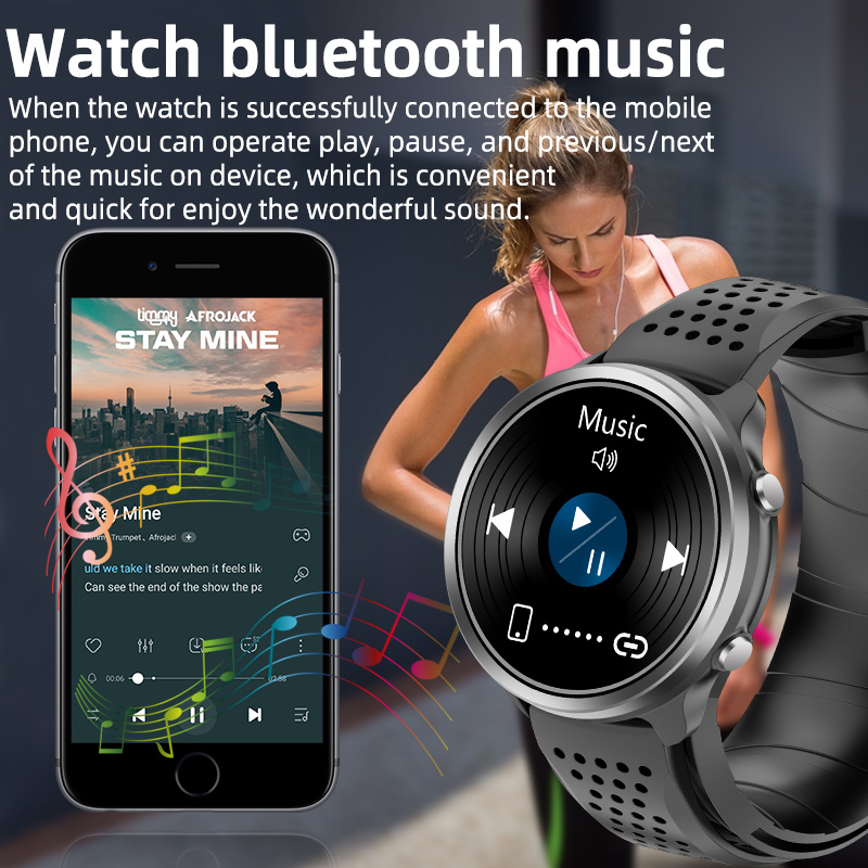 Vibration Leather Strap Smart Watch Blood Pressure Measurement Watch Low Power Consumption Waterproo