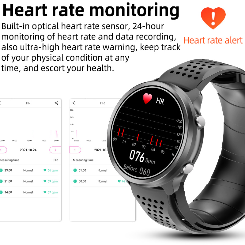 Vibration Leather Strap Smart Watch Blood Pressure Measurement Watch Low Power Consumption Waterproo