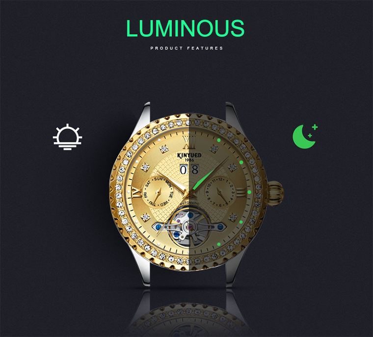 KINYUED Mechanical movement brand your own luxury