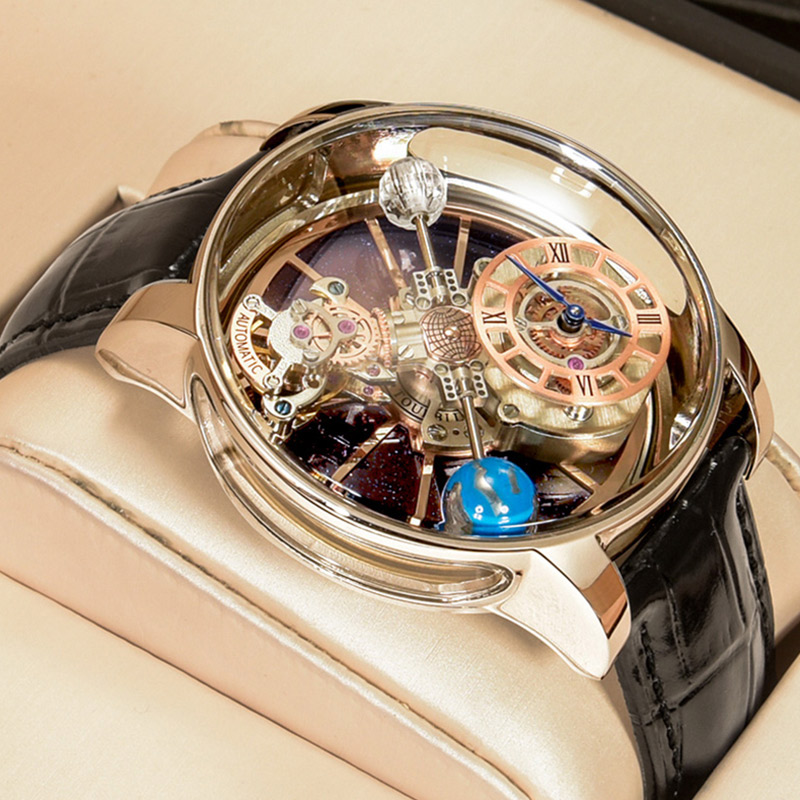 New Custom Transparent Watch Fully Automatic Hollow Flywheel Wristwatch Swiss Movement Waterproof Me