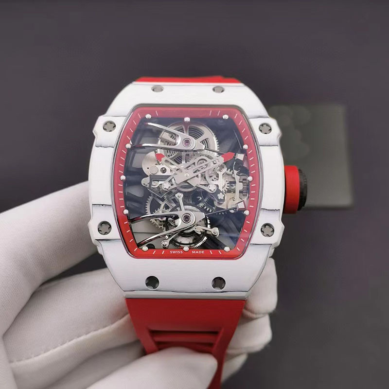 Brand richard style 100 meters water resistance skeleton dial automatic movt super luminous carbon f